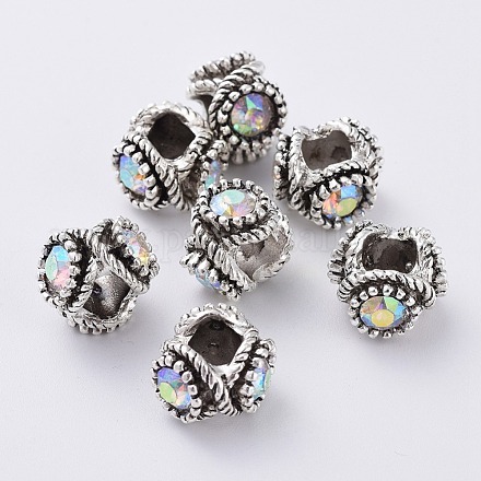Tibetan Style Alloy Rhinestone Beads PALLOY-P172-073E-1
