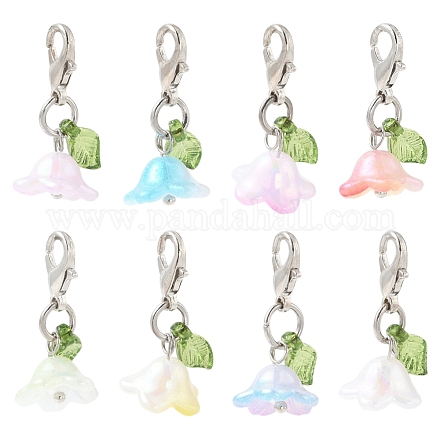 8 шт. 8-х цветные акриловые подвесные украшения-цветы HJEW-FS00034-03-1