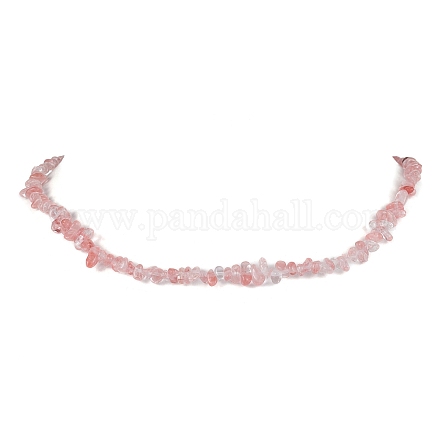 Collar de cuentas de virutas de vidrio de cuarzo de cereza sintética NJEW-JN04616-01-1