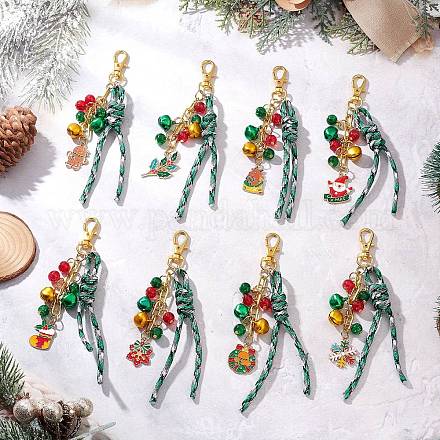Подвесные украшения из сплава эмали и стекла на рождественскую тематику HJEW-JM03732-1