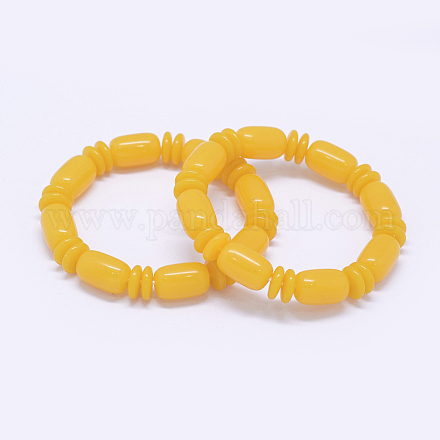 Resin Imitation Amber Beads Stretch Bracelets BJEW-E337-10-1
