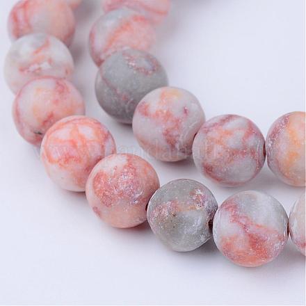 Brins de perles de netstone rouge naturel G-Q462-12mm-14-1