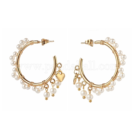 Glass Pearl Beads Stud Earrings X1-EJEW-TA00003-1