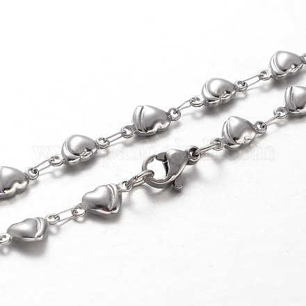 Heart 304 Stainless Steel Link Chain Necklaces NJEW-F195-23-P-1