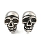 316 Surgical Stainless Steel Beads, Large Hole Beads, Skull, Antique Silver, 13x10x13mm, Hole: 9mm
