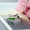 Alloy Enamel Open Cuff Rings for Women, Leaf, Sea Green, Inner Diameter: 16~19mm