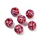 Independence Day Theme Wood European Beads, Printed Large Hole Beads, Round, Red, 15.5~6mm, Hole: 4mm