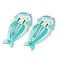 Baking Painted Iron Snap Hair Clips, for Children's Day, Mermaid, Turquoise, 54x23x2mm