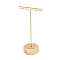 Aluminum Alloy T- Shape Earring Display Stand, with Hexagon Pedestal, Golden, 3.9x6x11.6cm