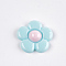 Resin Cabochons, Flower, Pale Turquoise, 20x20~21x5~6mm