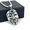 Stainless Steel Cyan Evil Eye Men's Joker Mask Pendant Necklaces, Stainless Steel Color