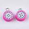Handmade Polymer Clay Pendants, with Iron Findings, Imitation Food, Dragon Fruit, Platinum, Fuchsia, 14~14.5x10~10.5x4.5mm, Hole: 1.8mm