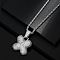 Brass Micro Pave Clear Cubic Zirconia Chunky Initial Pendant Necklaces, Platinum, Letter X, 19.69 inch(50cm)