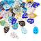 48Pcs Handmade Millefiori Glass Pendants, Teardrop Charms with 304 Stainless Steel Loops, Golden, Mixed Color, 23mm, Hole: 3mm