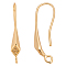30Pcs Rack Plating Eco-friendly Brass Earring Hooks, with Horizontal Loop and Settings for Rhinestone, Lead Free & Cadmium Free, Real 24K Gold Plated, 29x4.5mm, Hole: 1.5mm, 21 Gauge, Pin: 0.7mm, Fit for 1mm Rhinestone