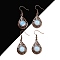 Opalite Teardrop Dangle Earrings, Red Copper Plated Hollow Brass Earrings for Women, 46.5x19.5mm