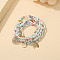 3Pcs Alloy Charm Bracelets, Glass Seed Beaded Multi-strand Bracelets for Women, Gold, White, 2-1/8~3 inch(5.5~7.5cm)