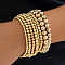 8Pcs 8 Styles Brass & CCB Beaded Stretch Bracelet Set, Gold, Inner Diameter: 7-1/8 inch(18cm)