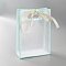 Rectangle Plastic Packaging Gift Bags with Hole Handle and Silk Ribbon, Rectangle, Pale Turquoise, 26.1x18.1x0.1~0.2cm