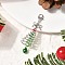 Aluminum Glass Charistmas Tree Pendant Decoration, with Alloy Lobster Claw Clasps, for Bag Ornaments, Green, 56mm