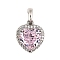 925 Sterling Silver Pave Cubic Zirconia Pendants, Real Platinum Plated, Heart, 16x13.5x6.5mm, Hole: 4.5x3.5mm