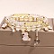 2Pcs 2 Styles Plastic & Glass Beaded Stretch Bracelets, Alloy Enamel Charms Bracelets for Women, Rabbit , Golden, Champagne Yellow, Champagne Yellow, Inner Diameter: 2-3/8 inch(6cm)