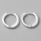 Brass Micro Pave Cubic Zirconia Hoop Earrings, Silver, 15x16x2mm
