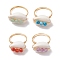 4Pcs Copper Wired Shell Finger Rings, with Natural Agate & Apatite & Amethyst & Green Aventurine Beads, US Size 7 1/4(17.5mm)