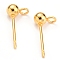 304 Stainless Steel Ball Stud Earring Findings, with Loop, Golden, 15x7x4mm, Hole: 1.7mm, Pin: 0.7mm