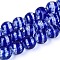 Handmade Foil Glass Beads Strands, Round, with Stripe, Medium Blue, 9.5~10.5mm, Hole: 1.2~1.6mm, about 38~40pcs/strand, 14.17~15.35 inch(36~39cm)