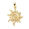 Brass Pendants, Sun, Real 18K Gold Plated, 23.5x18.5x3mm, Hole: 2.5mm