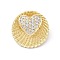 Brass Micro Pave Cubic Zirconia Pendants, Cadmium Free & Lead Free, Round Heart Charms, Real 16K Gold Plated, Clear, 9.5x24.5mm, Hole: 3.5x5.5mm