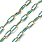 304 Stainless Steel Enamel Cable Chains, Soldered, with Spool, Ion Plating(IP), Real 18K Gold Plated, Light Sea Green, 6.5x3x0.5mm, about 32.81 Feet(10m)/Roll