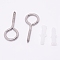 304 Stainless Steel Screw Eye Pin Peg Bails, for Half Drilled Beads, 51x21x3mm, Hole: 14mm