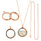 DIY Blank Dome 304 Stainless Steel Locket Pendant Necklace Making Kit, Rose Gold, 17.7 inch(45cm)