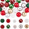 50Pcs 10 Style Christmas Theme Acrylic Beads, with Resin Rhinestone, Round & Snowflake, Mixed Color, 14.5~20x13~20x6~20mm, Hole: 2~4mm, 5pcs/style