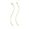 Brass Earring Findings, with Loop, Long-Lasting Plated, Nickel Free, Wavy Line, Real 18K Gold Plated, 44.5x5x1mm, Hole: 1.8mm
