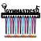 Fashion Iron Medal Hanger Holder Display Wall Rack, 15 Hooks, with Screws, Word GYMNASTICS & Human, Electrophoresis Black, 150x400mm