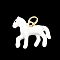 Brass Pendants, Horse Charms, with Enamel, Cadmium Free & Lead Free, Rack Plating, Long-Lasting Plated, with Jump Ring, Real 18K Gold Plated, White, 14x17x4.5mm, Hole: 3.3mm