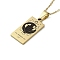 304 Stainless Steel Black Enamel Rectangle with Constellation Pendant Necklaces, Golden, Aquarius, 15.75~17.72 inch(40~45cm)