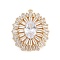 Brass Pendants, Oval Charms, with Glass, Real 18K Gold Plated, 30x26x7.5mm, Hole: 1.5mm