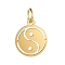 304 Stainless Steel Pendants, with Jump Ring, Laser Cut, Flat Round with Yin-yang Charm, Golden, 17x12x1mm, 5pcs/set