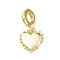 Brass European Dangle Charms, Heart Large Hole Pendants, Real 18K Gold Plated, 25mm, Hole: 4.7mm