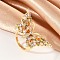 Butterfly Brass Micro Pave Colorful Cubic Zirconia Finger Rings for Women, Colorful, Real 18K Gold Plated, 20.5x37mm,US Size 6(16.5mm)