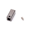 Zinc Alloy Cord Ends, with Screw, Cuboid, Gunmetal, 14x6x6mm, Hole: 2mm, Inner Diameter: 3.5mm