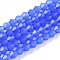 Imitation Jade Glass Beads Strands, Faceted, Bicone, Royal Blue, 2.9~3.3x2.5mm, Hole: 0.7mm, about 135~140pcs/strand, 38~40cm