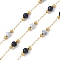 Ion Plating(IP) 304 Stainless Steel Link Chains, Soldered, with Natural Howlite & Lapis Lazuli Beads and Spool, Real 18K Gold Plated, 2x0.5x0.1mm, about 32.81 Feet(10m)/Roll