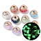 Opaque Luminous Resin & CCB Plastic Beads, Round with Rune, with Glitter Powder, Mixed Color, 12x11.5mm, Hole: 2.5mm