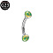 G23 Titanium Enamel Curved Barbell Eyebrow Rings, Stainless Steel Color, Lime Green, 10mm
