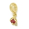 Rack Plating Brass Pave Red Cubic Zirconia Strawberry European Dangle Charms, Fruit Large Hole Pendants, Lead Free & Cadmium Free, Long-Lasting Plated, Real 18K Gold Plated, 10.5x7x3.5mm, Hole: 4.6mm